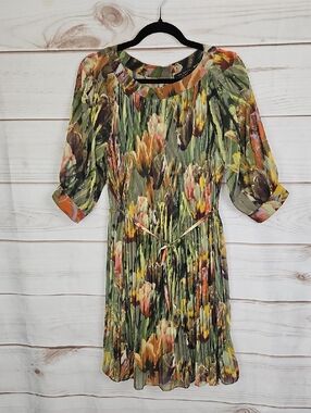 Ted Baker London Pleated Floral Midi Dress Size 2 (US 10-12)  Botanical Print